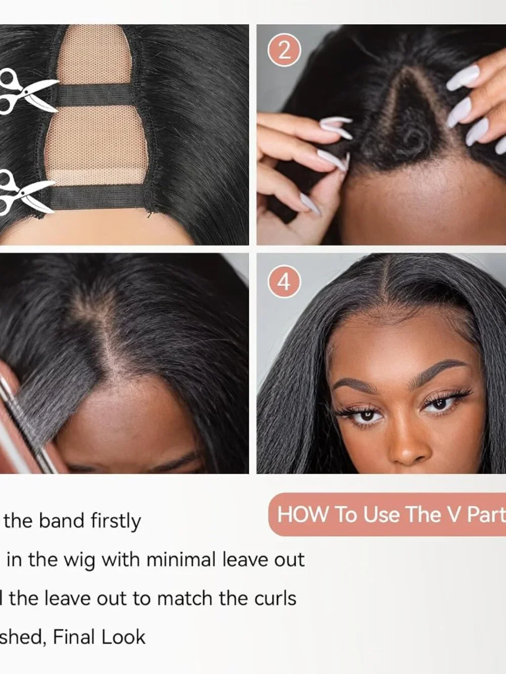 Yaki Straight V Part Wigs